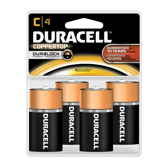 Duracell MN1400R4ZX Battery, 1.5 V Battery, 7 Ah, C Battery, Alkaline, Manganese Dioxide, Rechargeable: No