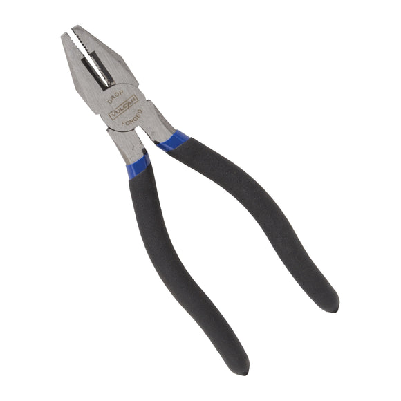 Vulcan PC918-11 Linesman Pliers, 7 in OAL, 1.2 mm Cutting Capacity, 1-1/4 in Jaw Opening, Black/Blue Handle, 1 in W Jaw
