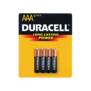 Duracell MN2400B4Z AAA Battery, 1.5 V Battery, 1.15 Ah, AAA Battery, Alkaline, Manganese Dioxide, Flat Contact