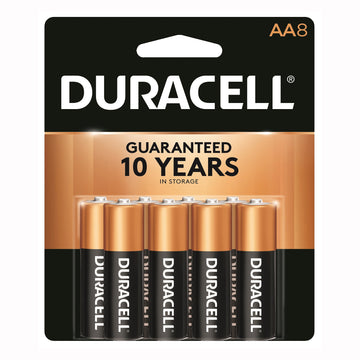 Duracell COPPERTOP Series MN15B8ZTSS Battery, 1.5 V Battery, AA Battery, Alkaline, Manganese Dioxide