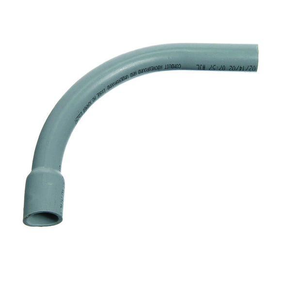 Carlon UA9ADB-CTN Elbow, 1/2 in Trade Size, 90 deg Angle, SCH 40 Schedule Rating, PVC, Bell End, Gray