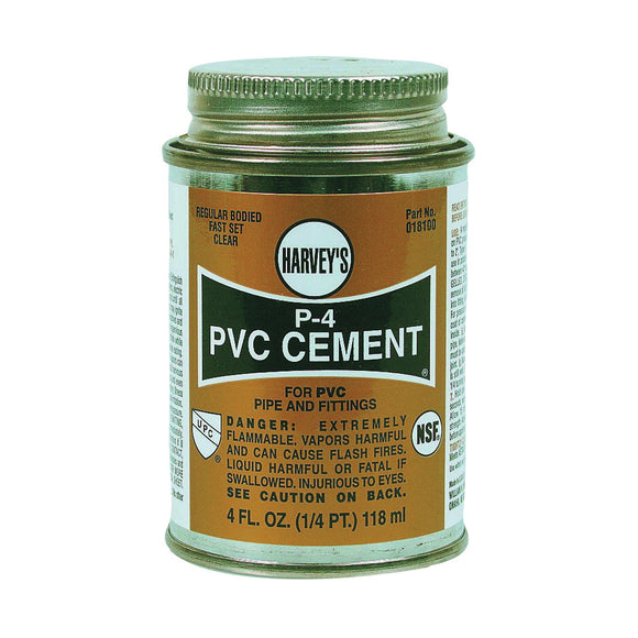 Harvey 18100-24 Regular-Bodied Fast Set Cement, 4 oz Can, Liquid, Clear
