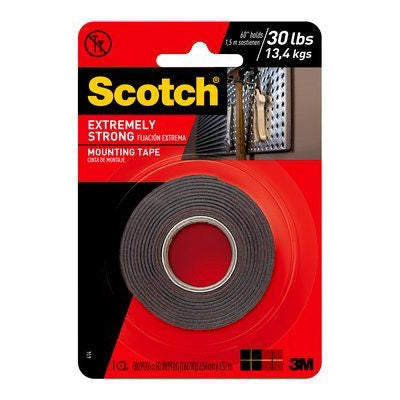 Scotch 414 Mounting Tape, Double Sided, 60 in L, 1 in W
