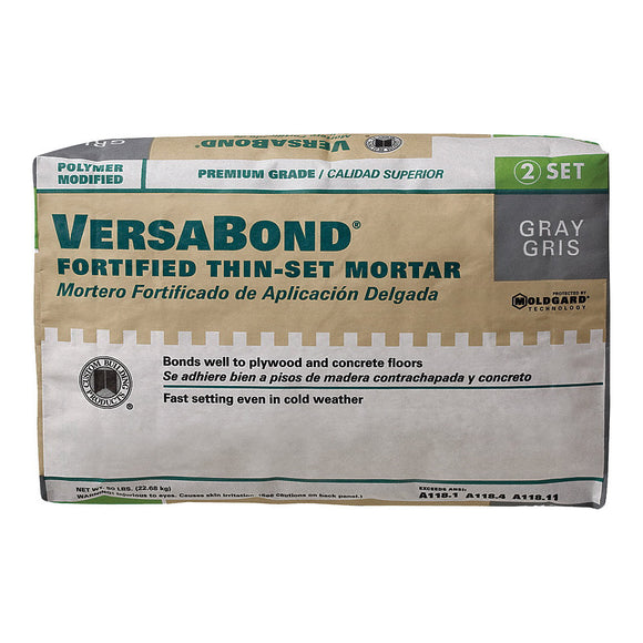Versabond VersaBond Flex Series MTSG50 Professional Thin-Set Mortar, Gray, Powder, 50 lb Bag