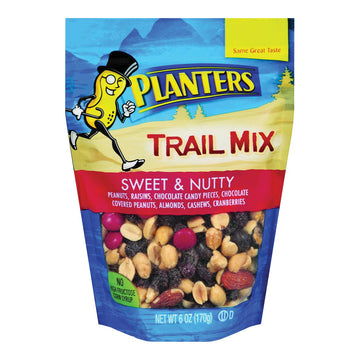 Planters 451995 Trail Mix, Nutty, Sweet, 6 oz Bag