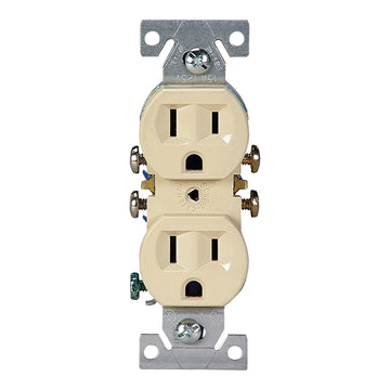 Eaton Wiring Devices 270V Duplex Receptacle, PVC, Ivory, 2-Pole, 15 A, 125 V, Push-in, Side Wiring, NEMA: 5-15R, 3-Wire