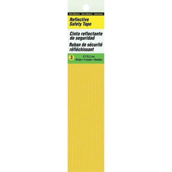Hy-Ko TP-3Y Self-Adhesive Reflective Safety Tape, 6 in L, 1 in W, Vinyl Backing, Yellow