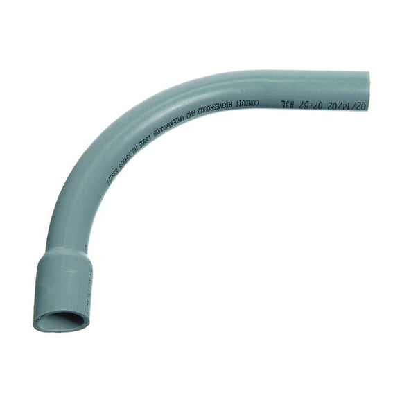 Carlon UA9AEB-CTN Elbow, 3/4 in Trade Size, 90 deg Angle, SCH 40 Schedule Rating, PVC, Bell End, Gray