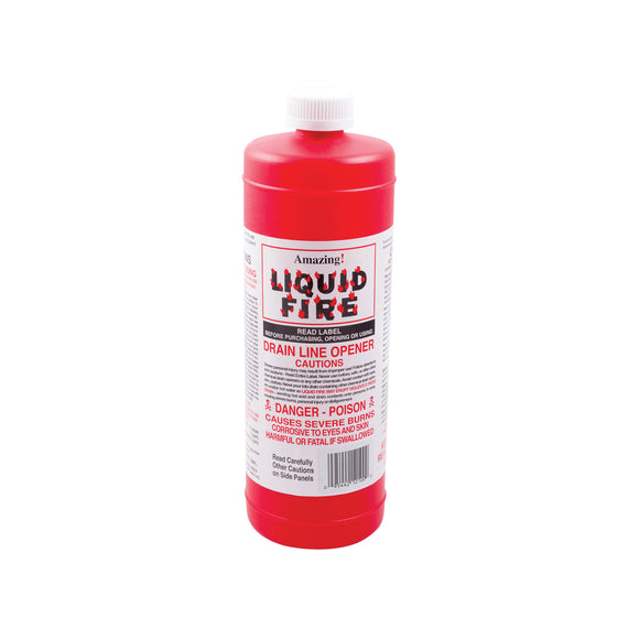 Liquid Fire LF-Q-12 Drain Opener, Liquid, Dark Amber, Slight Pungent, 32 oz Bottle