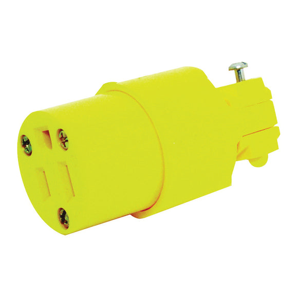 Eaton Wiring Devices 4887-BOX Electrical Connector, Straight Blade, 1/4 to 21/32 in, 2-Pole, 15 A, 125 V, Yellow