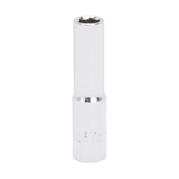 Vulcan MT6487805 Drive Socket, 7 mm Socket, 1/4 in Drive, 6-Point, Chrome Vanadium Steel, Chrome