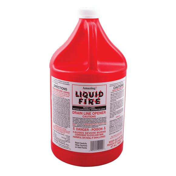 Liquid Fire LF-G-4 Drain Opener, Liquid, Dark Amber, Slight Pungent, 128 oz Bottle