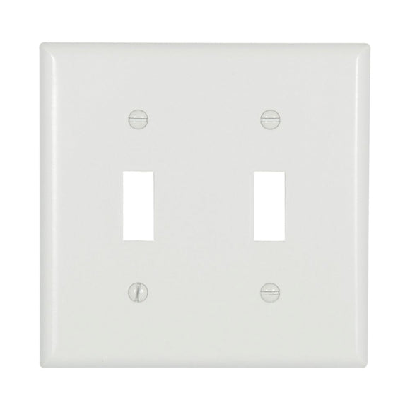 Eaton Wiring Devices 2139W-BOX Wallplate, 4-1/2 in L, 4-9/16 in W, 2-Gang, Thermoset Plastic, White, High-Gloss