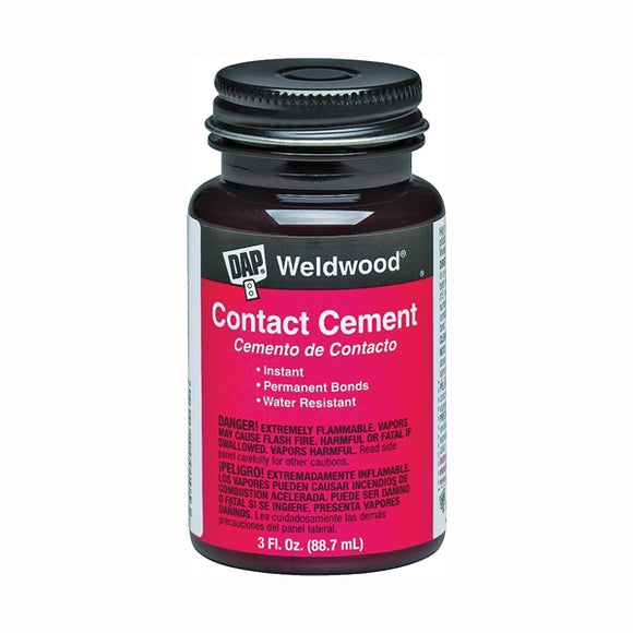 DAP 00107 Contact Cement, Liquid, Strong Solvent, Tan, 3 oz Bottle
