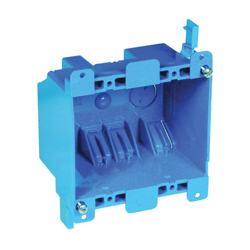 Carlon B225R-UPC Outlet Box, 25 cu-in, 2-Gang, PVC, Blue, Clamp