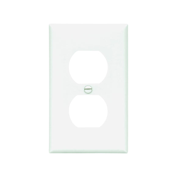 Eaton 5132W Duplex Receptacle Wallplate, 4-1/2 in L, 2-3/4 in W, Standard, 1-Gang, Nylon, White, High-Gloss, Flush