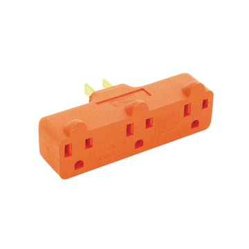 Eaton 4402RN-BOX Cube Outlet Adapter, 2 -Pole, 15 A, 125 V, 3 -Outlet, NEMA: NEMA 5-15R, Orange