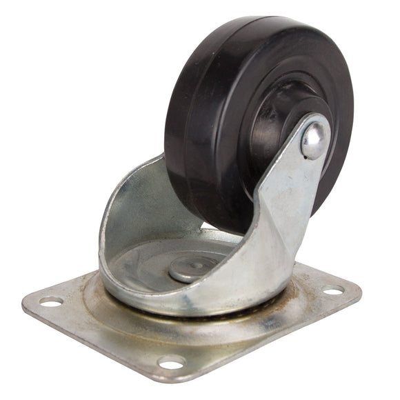 ProSource JC-H08 Heavy-Duty Swivel Caster, 4 in Dia Wheel, 1.3 in W Wheel, Rubber Wheel, Black, 225 lb