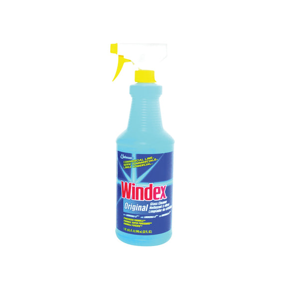 Windex 08521 Glass Cleaner, 32 oz Bottle, Liquid, Pleasant, Blue