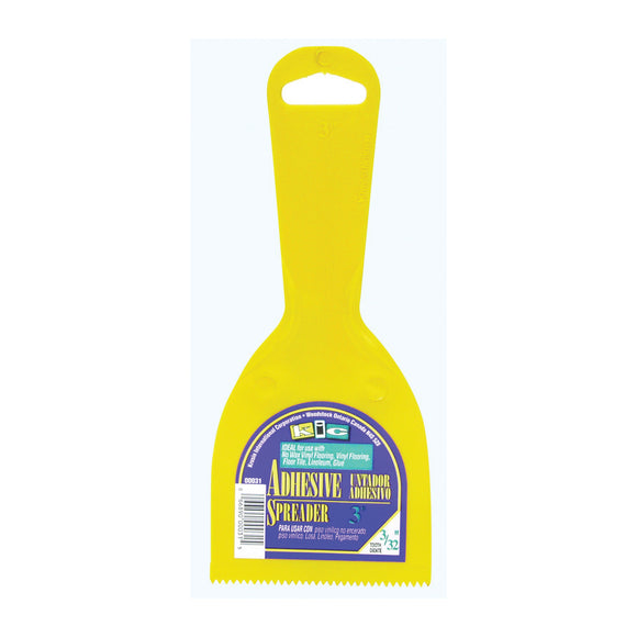 Homax 40-00031 Adhesive Spreader Knife, 3/32 in Notch, Notched Blade, Polystyrene Blade, Polystyrene Handle