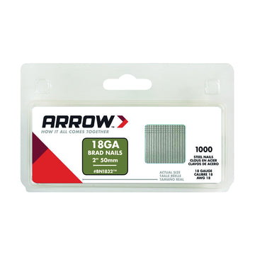 Arrow BN1832CS Brad Nail, 2 in L, Galvanized Steel, Round Head, Round Shank, Chisel Point