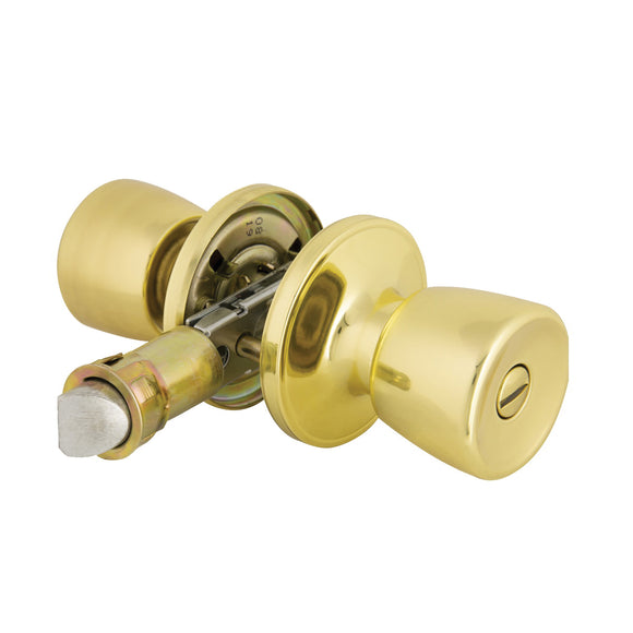 ProSource T-5764PB-BK Privacy Lockset, Brass, Polished Brass