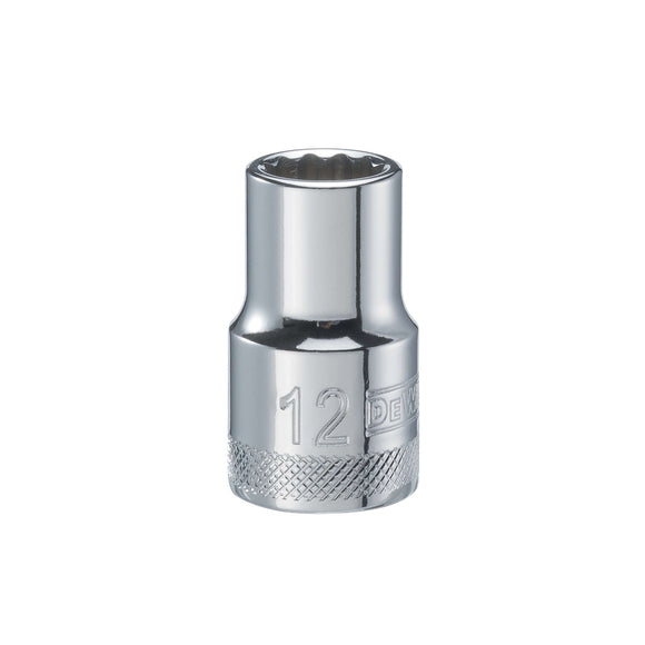 DEWALT DWMT74567OSP Drive Hand Socket, 12 mm Socket, 1/2 in Drive, 12-Point, Steel, Polished Chrome Vanadium