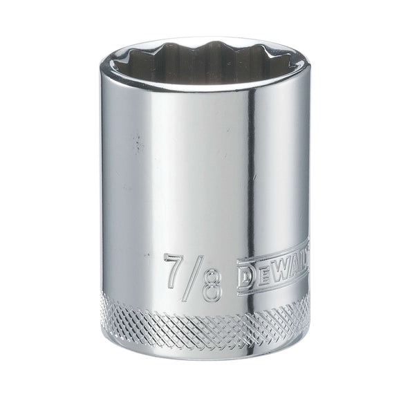 DEWALT DWMT74592OSP Drive Hand Socket, 7/8 in Socket, 1/2 in Drive, 12-Point, Steel, Polished Chrome Vanadium