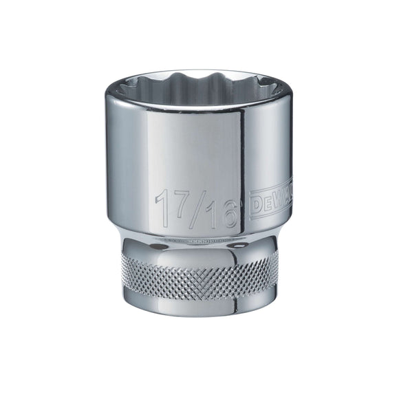 DEWALT DWMT74604OSP Drive Hand Socket, 1-7/16 in Socket, 3/4 in Drive, 12-Point, Steel, Polished Chrome Vanadium