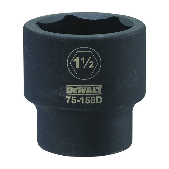 DEWALT DWMT75156OSP Impact Socket, 1-1/2 in Socket, 15/16 in D Socket, 3/4 in Drive, 6-Point, CR-440 Steel, Black Oxide