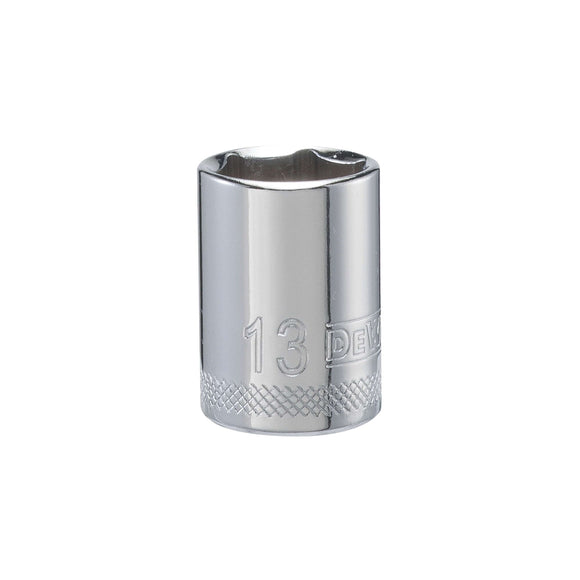 DEWALT DWMT86112OSP Drive Hand Socket, 13 mm Socket, 1/4 in Drive, 6-Point, Steel, Polished Chrome Vanadium