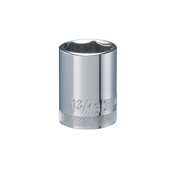 DEWALT DWMT86451OSP Drive Hand Socket, 13/16 in Socket, 1/2 in Drive, 6-Point, Steel, Polished Chrome Vanadium