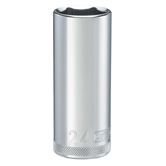 DEWALT DWMT96370OSP Drive Socket, 24 mm Socket, Deep Socket, 3-1/8 in OAL, 1/2 in Drive, 6-Point, Vanadium Steel