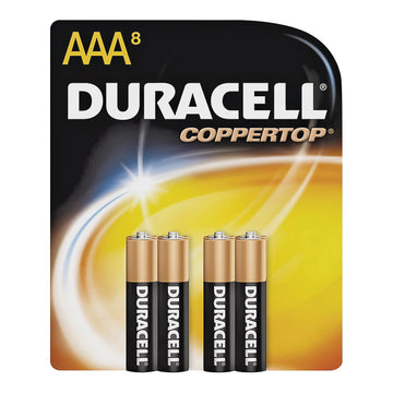 Duracell MN2400B8Z Battery, 1.5 V Battery, 1.15 Ah, AAA Battery, Alkaline, Manganese Dioxide