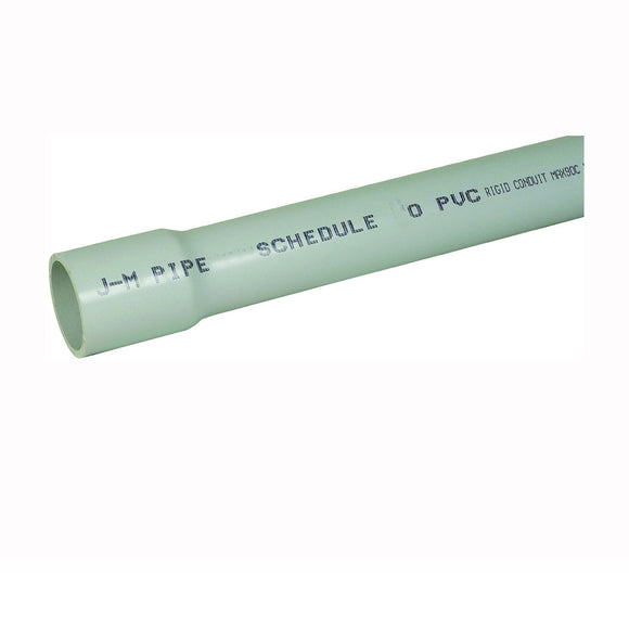 JM Eagle 67462 Rigid Conduit, 1 in, 10 ft L, SCH 40, PVC, Gray