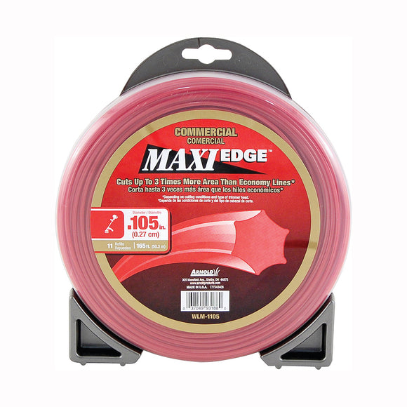 Arnold Maxi Edge Series WLM-1105 Trimmer Line, 0.105 in Dia, 165 ft L, Polymer, Red