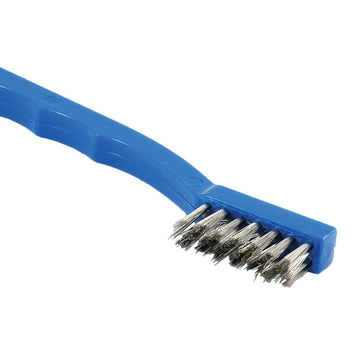 Forney 70488 Scratch Brush, Stainless Steel Bristle, 0.006 in L Trim, Plastic Handle, Curved Handle, 7-1/4 in L Handle