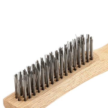 Forney 70520 Scratch Brush, Stainless Steel Bristle, 0.014 in L Trim, Wood Handle, Shoe Handle
