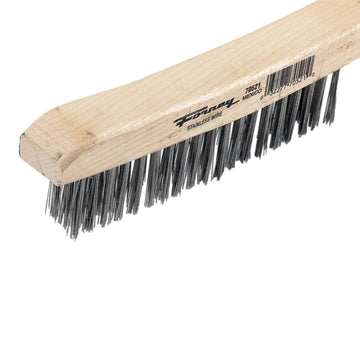 Forney 70521 Scratch Brush, Stainless Steel Bristle, 0.014 in L Trim, Wood Handle
