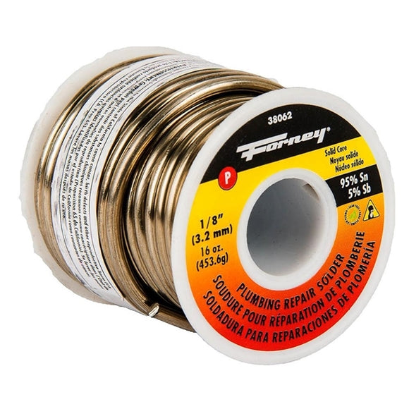 Forney 38062 Solder, 16 oz, Solid, Gray, 464 deg F Melting Point