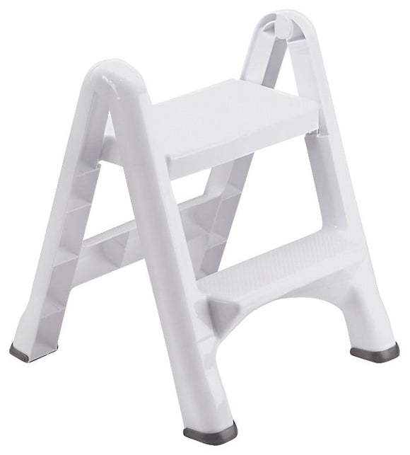 Rubbermaid EZ-Step Series FG420903WHT Folding Step Stool, 24 to 87 in H, 300 lb, Plastic, White