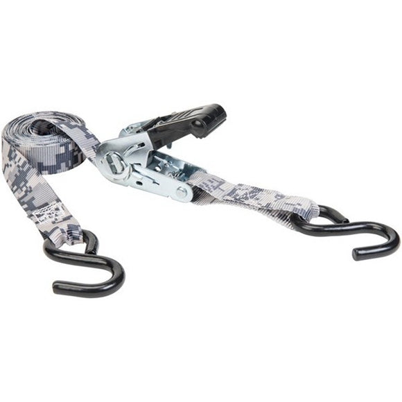 Keeper 43509 Tie-Down, 1 in W, 12 ft L, Digital Grey Camo, 500 lb, Compact S-Hook End Fitting