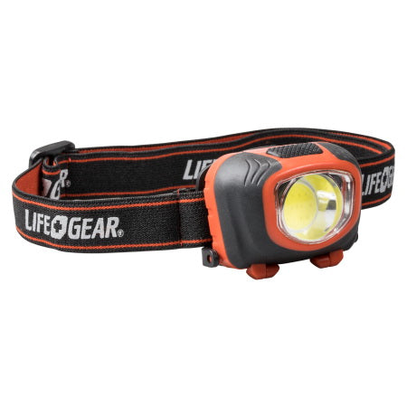 LifeGear 41-3765 Headlamp, AAA Battery, Alkaline Battery, LED Lamp, 260, 3 hr Run Time, Black/Red