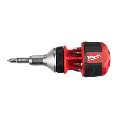 Milwaukee 48-22-2330 Ratcheting Multi-Bit Driver, 1/4 in Drive, Hex Drive, 4.55 in OAL, Plastic Handle, Magnetic