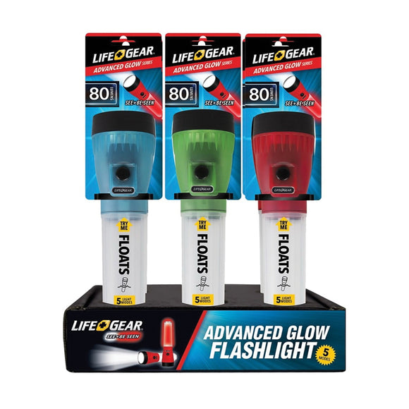 LifeGear 41-3732 Flashlight, AA Battery, LED Lamp, 80 Lumens, 25 hr Run Time, Red