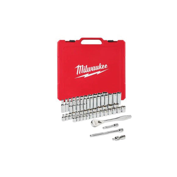 Milwaukee 48-22-9008 Series Ratchet and Socket Set, Alloy Steel
