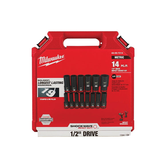 Milwaukee 49-66-7014 SHOCKWAVE Impact Duty Series Deep Socket Set, Steel, Black, Includes: (1) 49-66-6288 27 mm Sockets