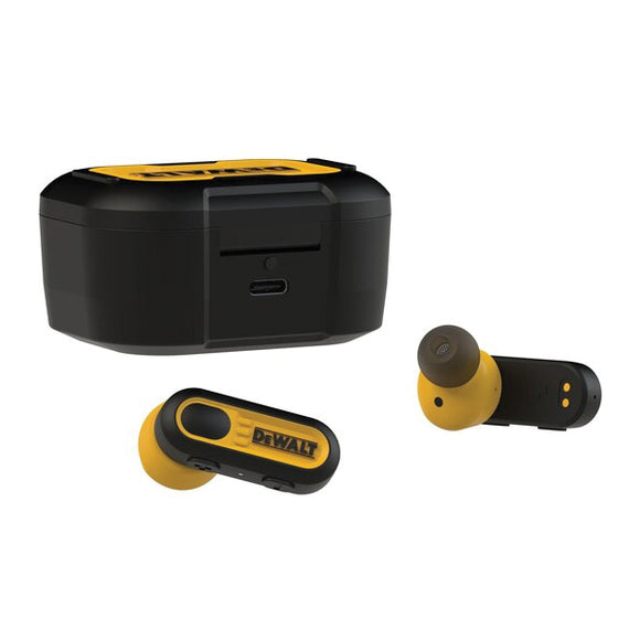 DEWALT Pro-X1 190 2092 DW2 Jobsite True Earbuds, 5.0 Bluetooth, Black/Yellow
