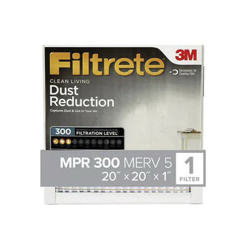 Filtrete 302-4 Air Filter, 20 in L, 20 in W, 5 MERV, 300 MPR, Synthetic Frame