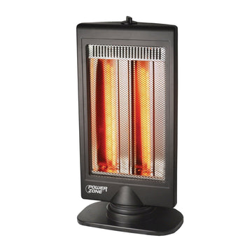 PowerZone BFGF-8 Electric Halogen Radiant Oscillating Space Heater, 12.5 A, 120 V, 400, 800 W, 2-Heating Stage, Black
